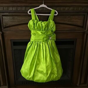 Green Formal Dress with Rhinestones and Shawl